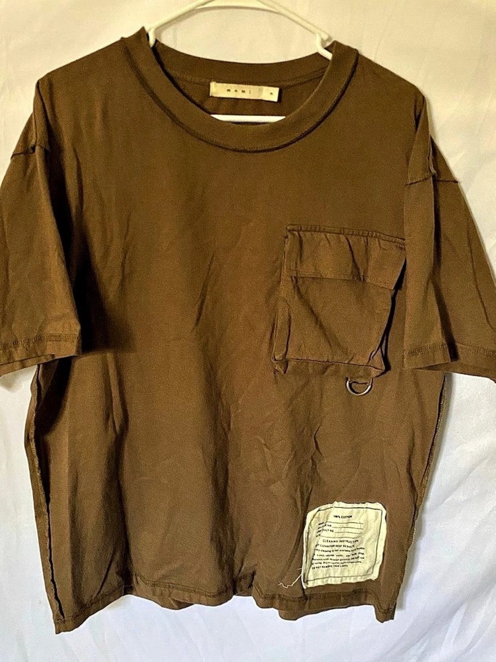 MNML Tactical Tee M Brown Cargo Pocket D-Ring Heavy Cotton Streetwear Men